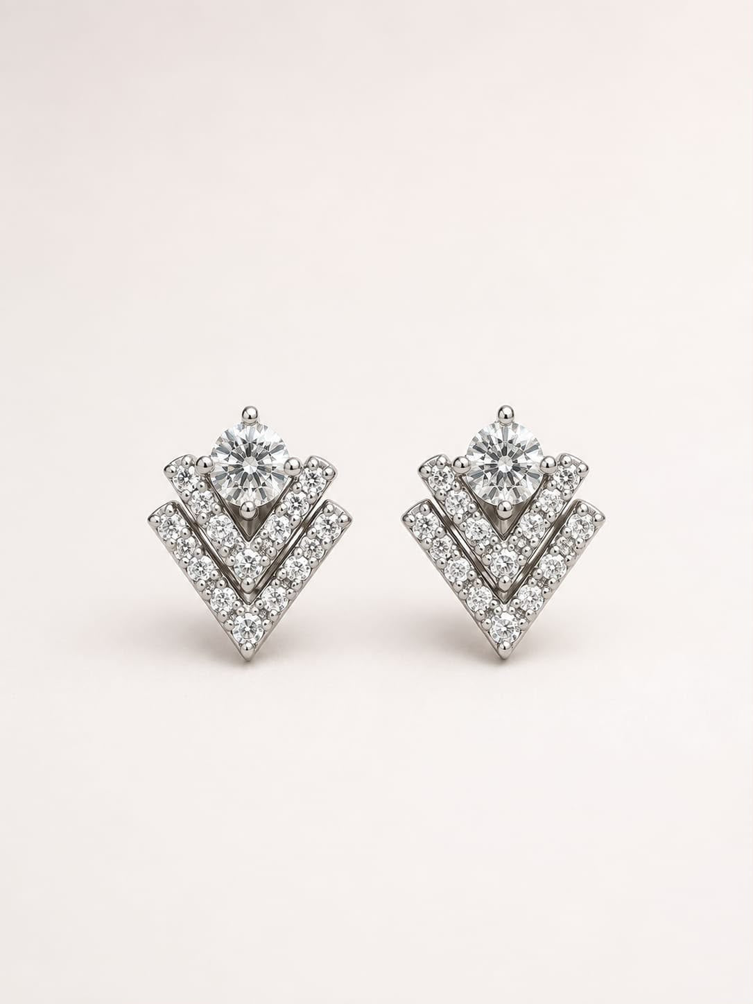 Elegant v-Shaped Diamond Stud Earrings
