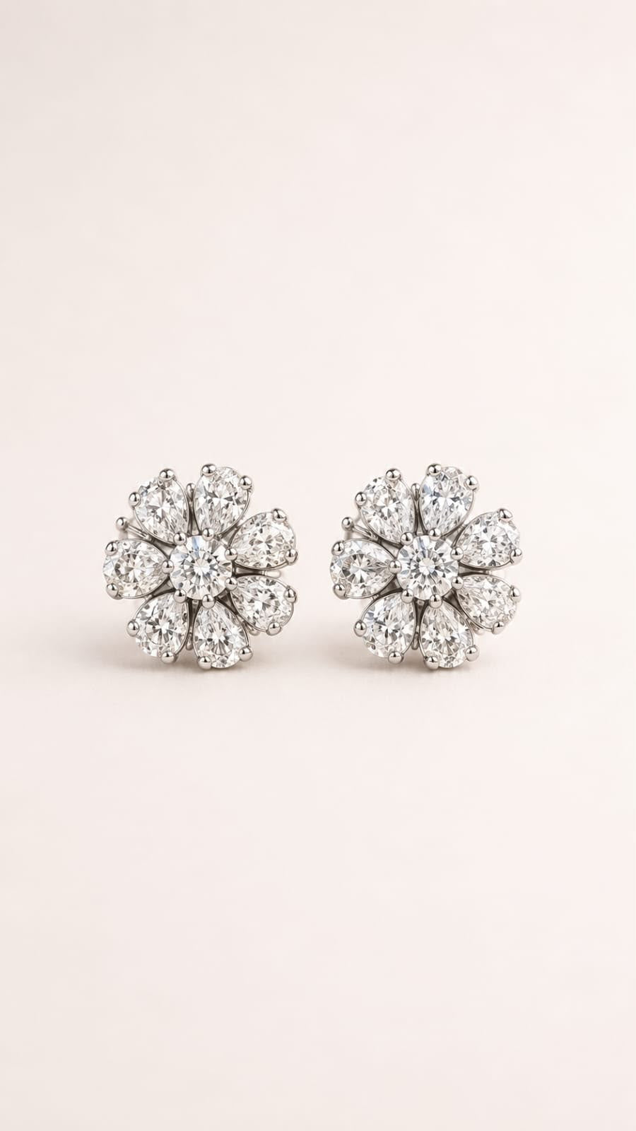 Elegant Floral Diamond-Style Stud Earrings