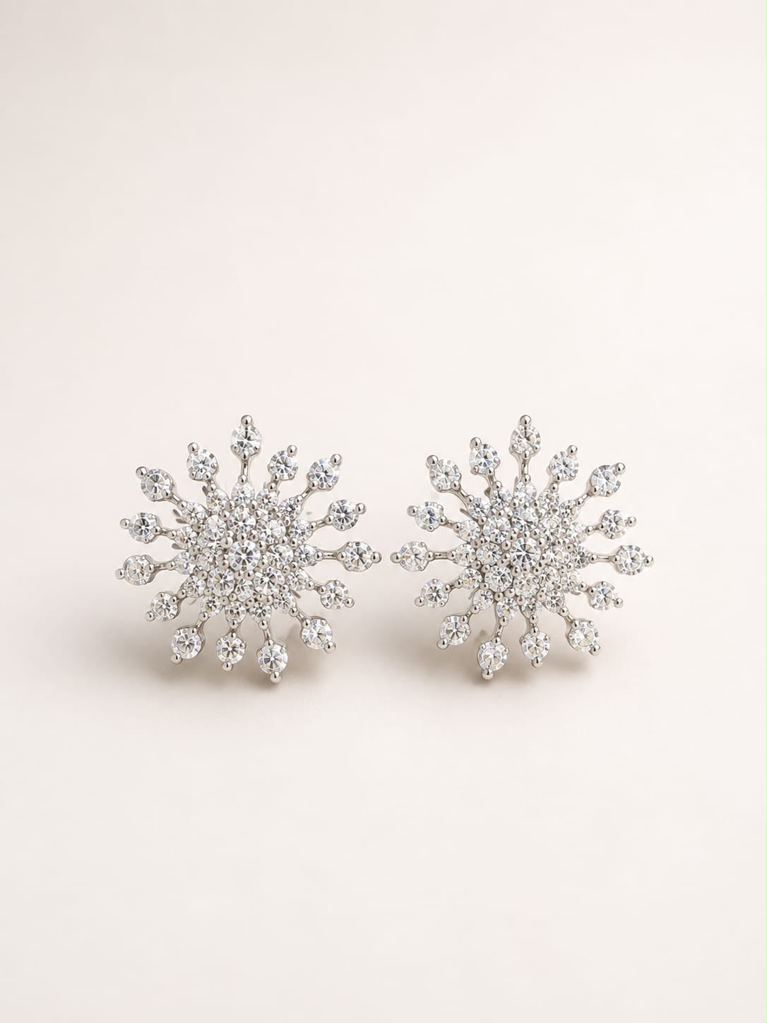 Elegant Snowflake-Inspired Crystal Stud Earrings