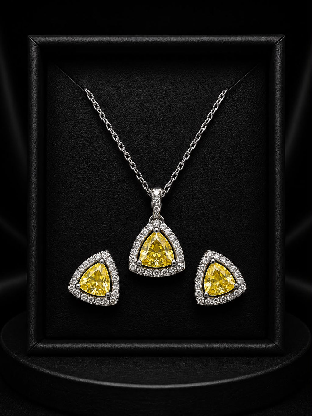 Elegant Yellow Sapphire Pendant & Earing Set