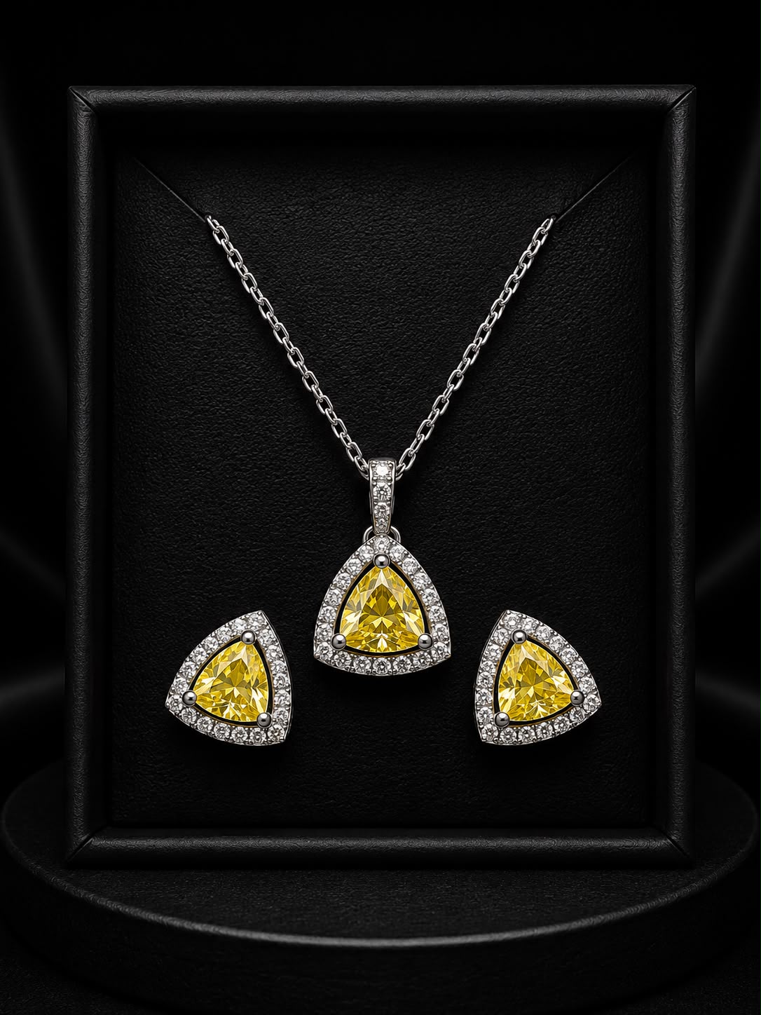 Elegant Yellow Sapphire Pendant & Earing Set