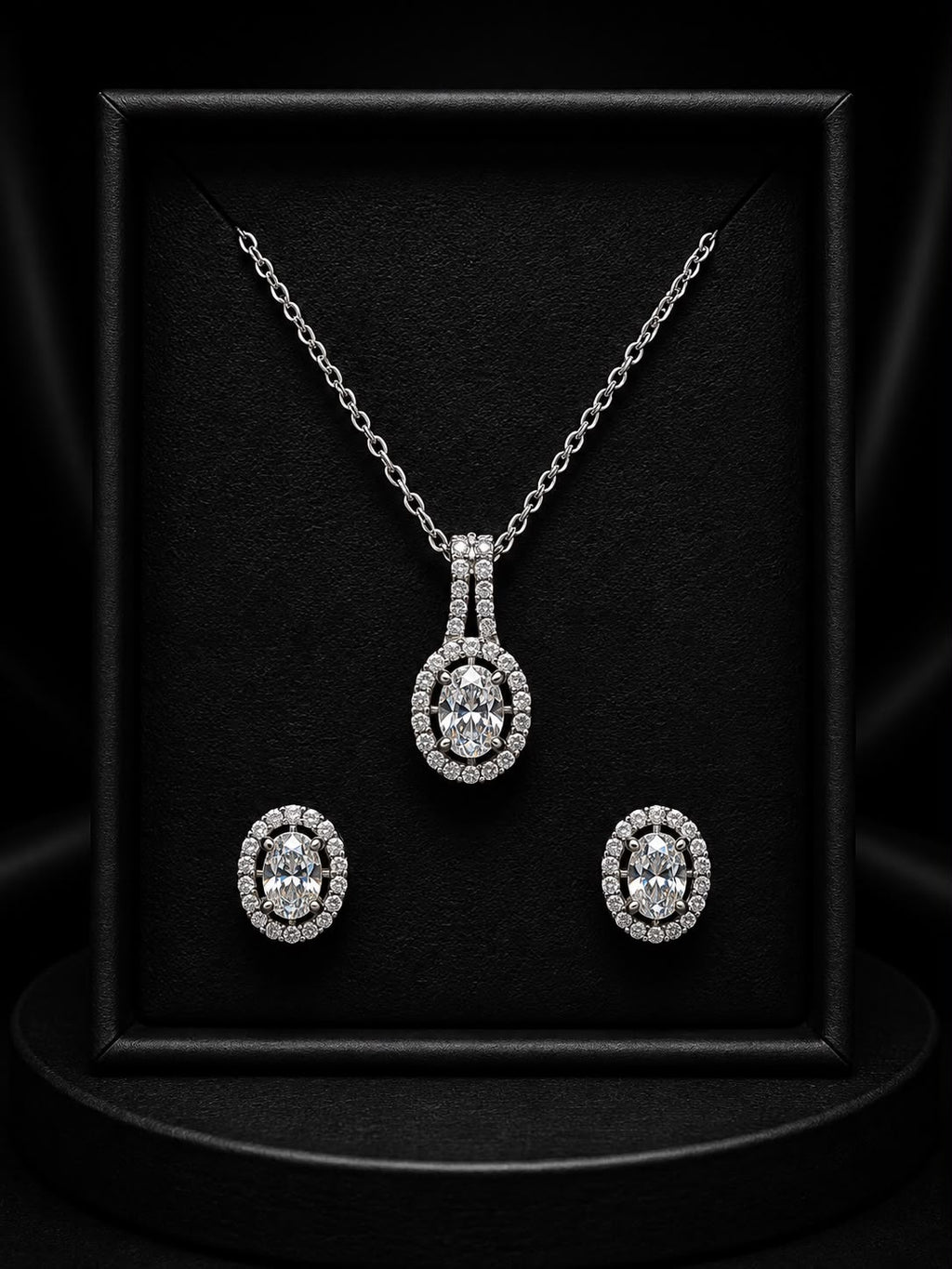Elegant Diamond-Inspired Pendant & Earring Set