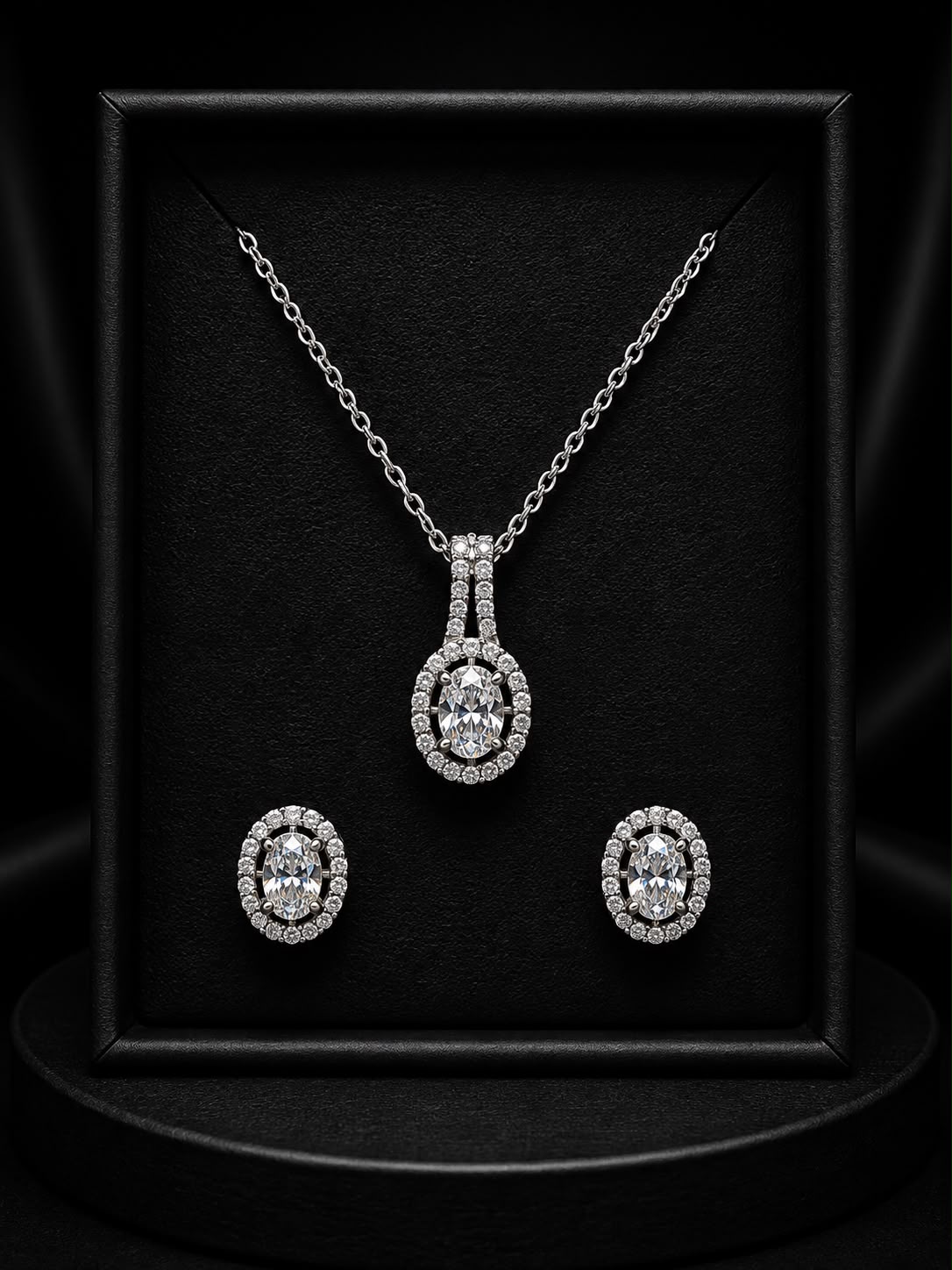 Elegant Diamond-Inspired Pendant & Earring Set