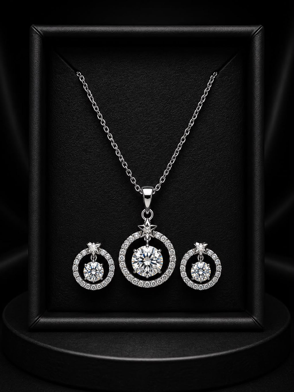 Elegant Round-Cut Pendant & Earring Set