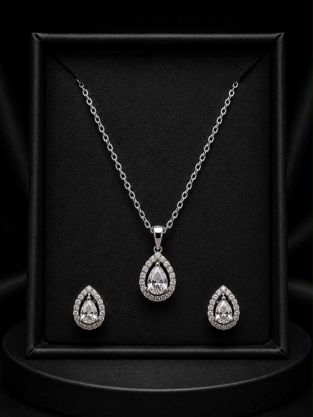 Elegant Teardrop Pendant & Earring Set