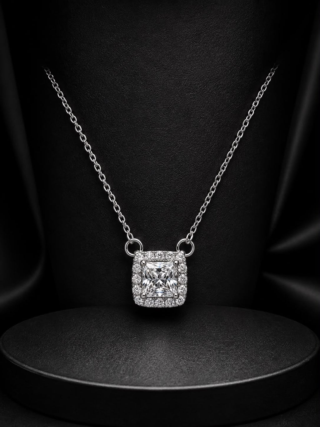 Elegant Cushion-Cut Halo Pendant