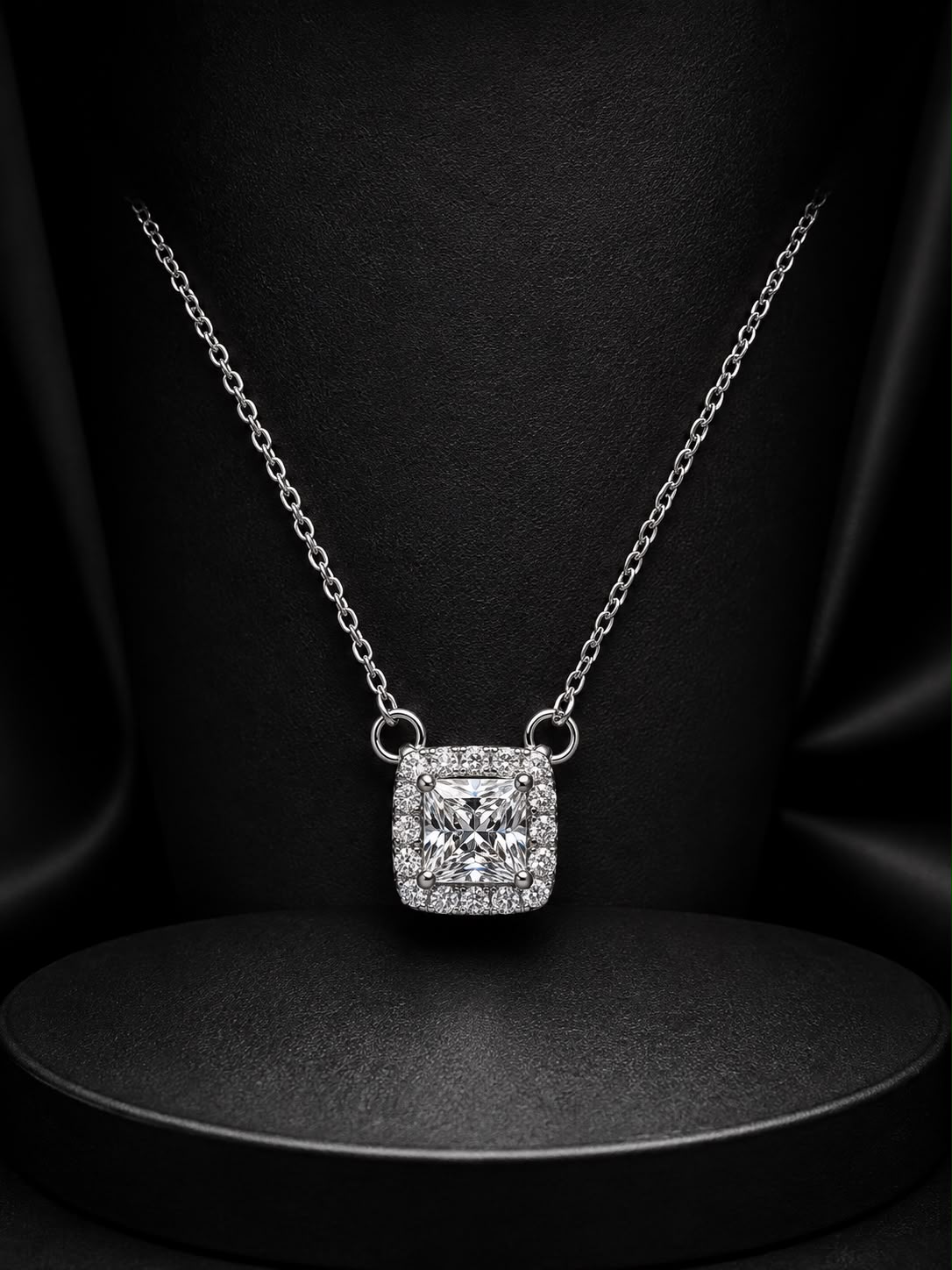 Elegant Cushion-Cut Halo Pendant