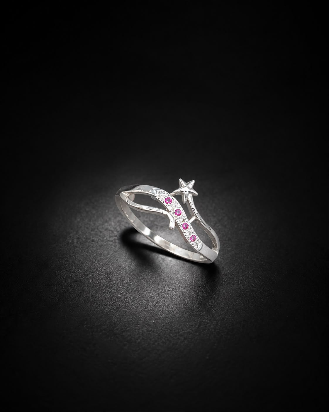 ✨ Starlight Pink Stone Silver Ring