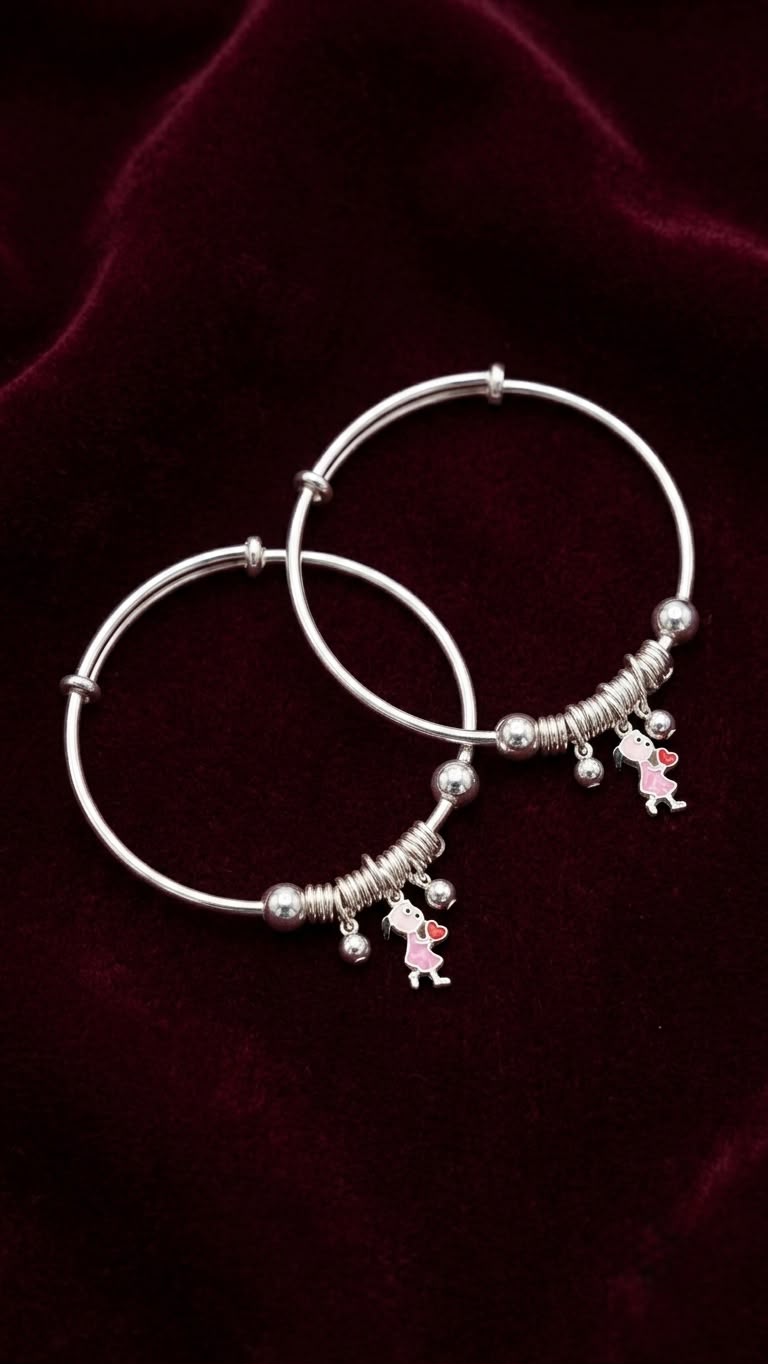 beautiful silver baby kada set