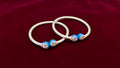 Silver Baby Kada with Blue Character Beads