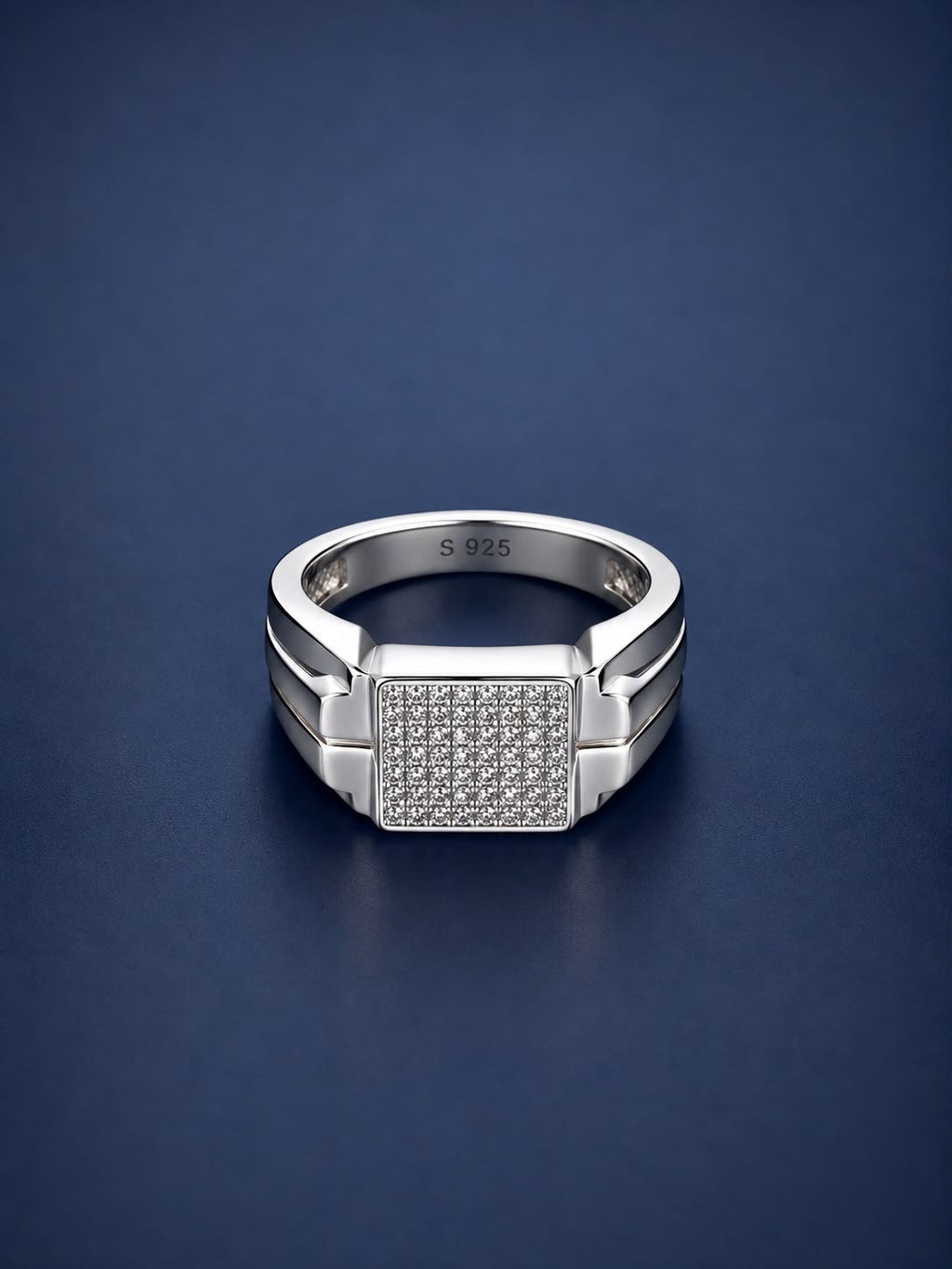 Elegant Square-Cut Sterling Silver Men’s Ring