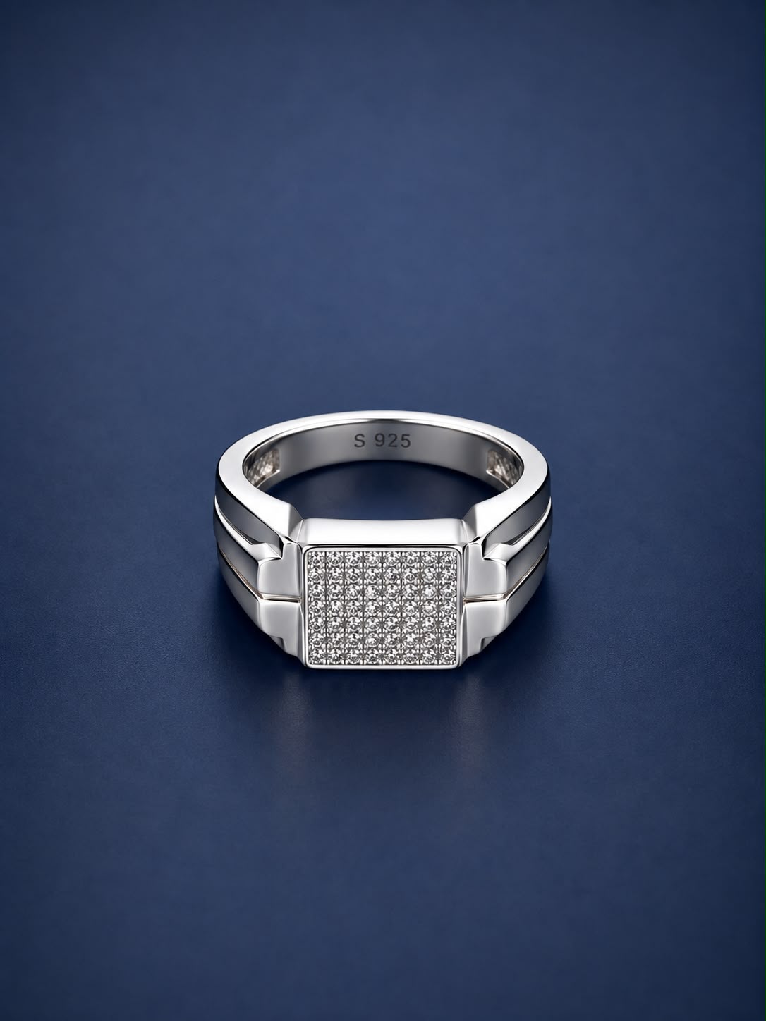 Elegant Square-Cut Sterling Silver Men’s Ring