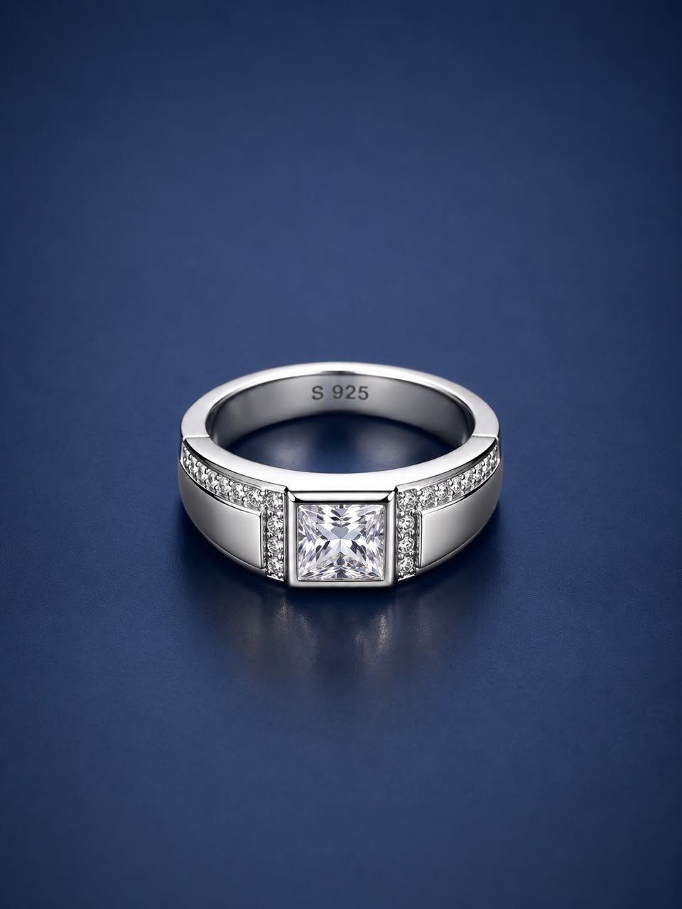 Premium Square-Cut 925 Sterling Silver Men’s Ring