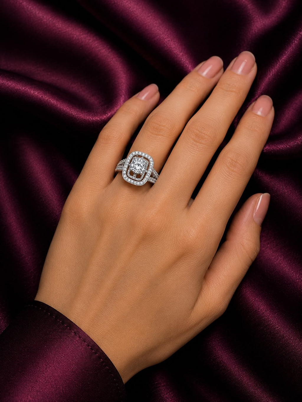 Double Halo Round Diamond Ring