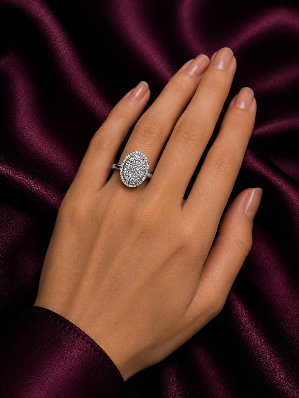 Oval Halo Diamond Ring Showcases