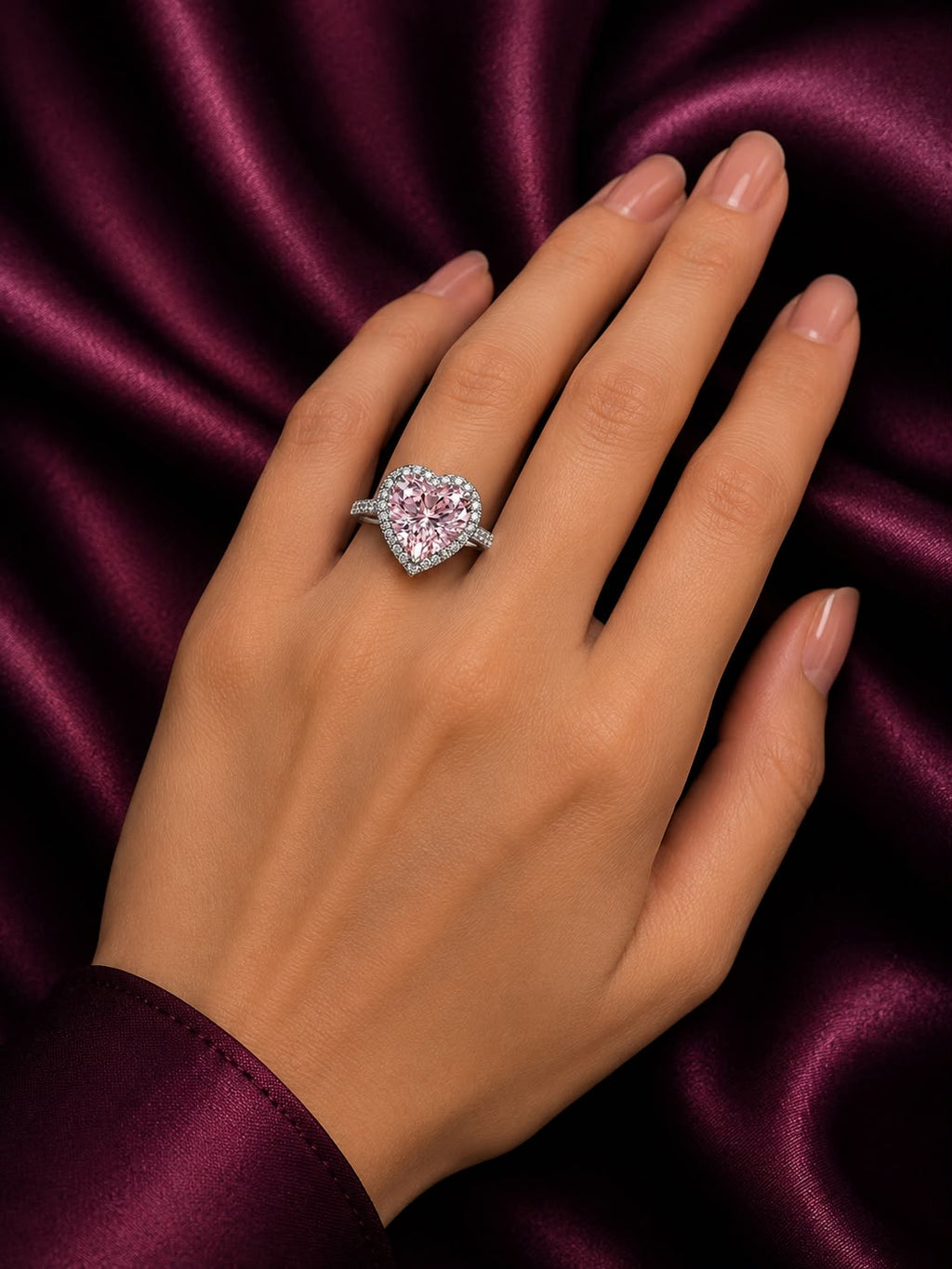 Heart-Shaped Halo Diamond Ring