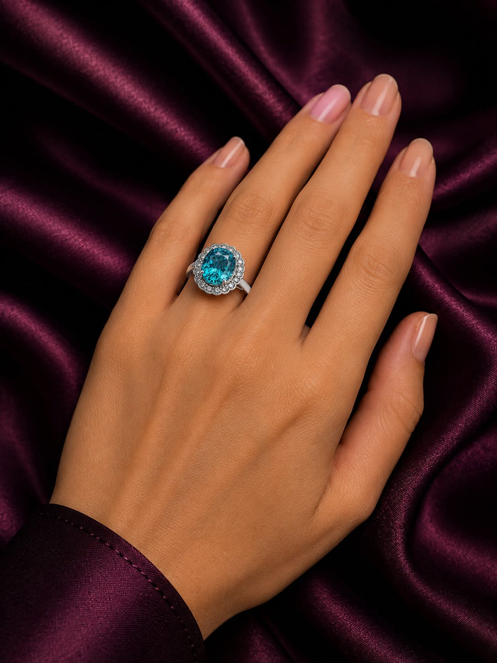 Royal Blue Halo Ring