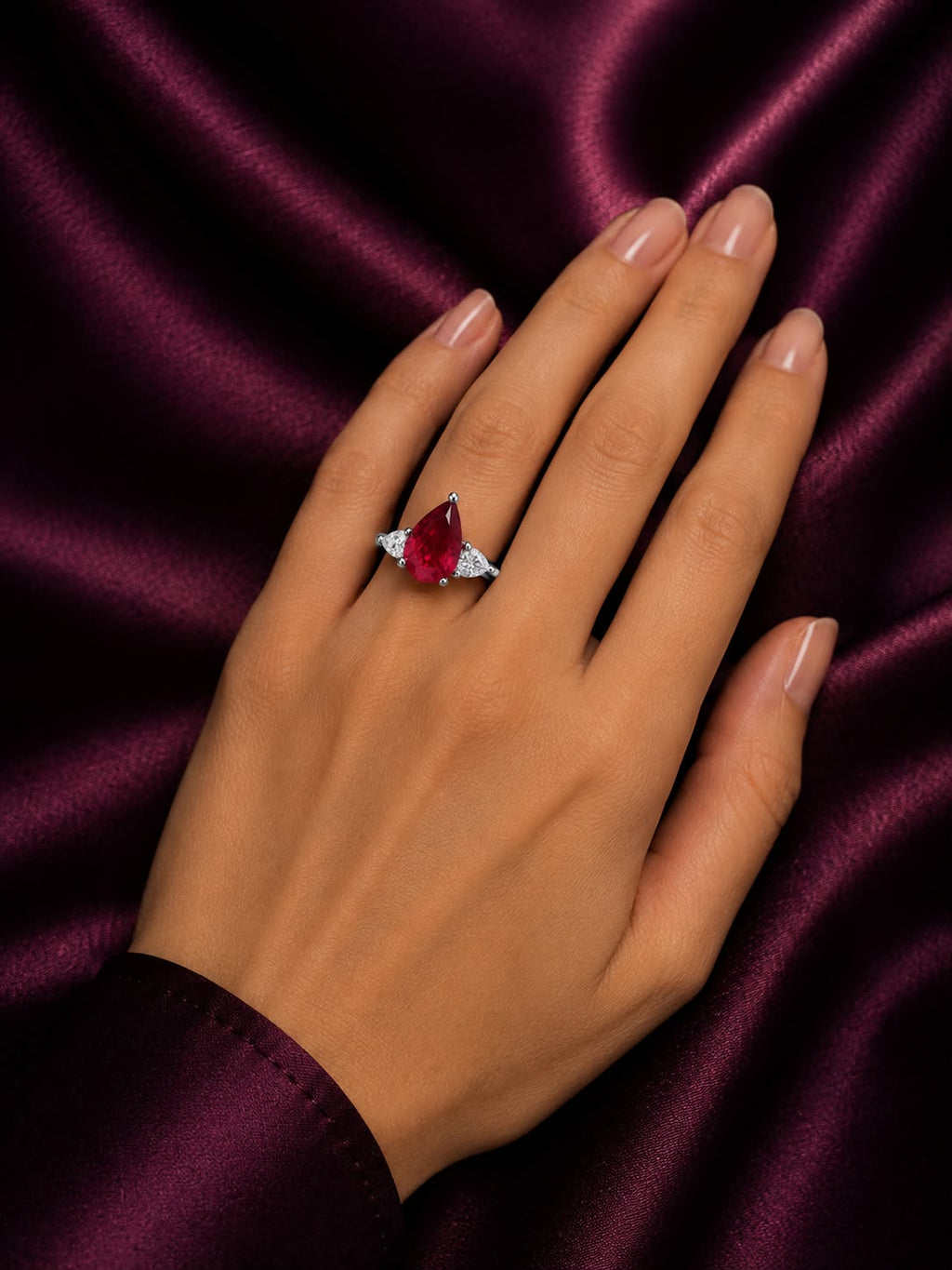 Pear-Cut Ruby Ring