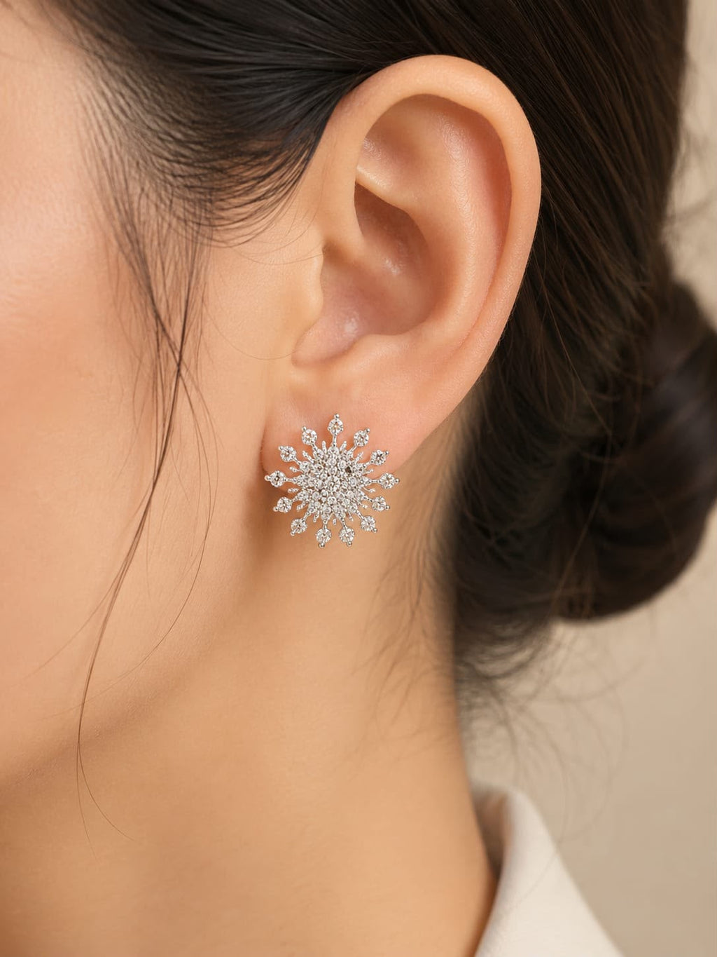 Elegant Snowflake-Inspired Crystal Stud Earrings