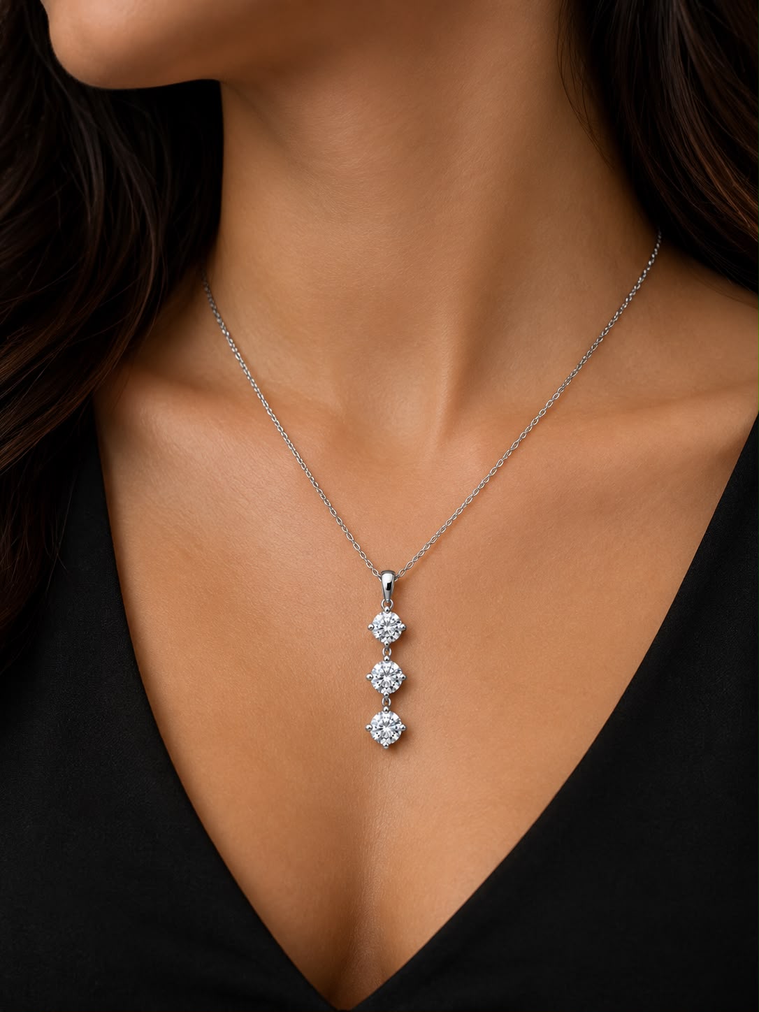 Elegant Triple-Circle Diamond Pendant