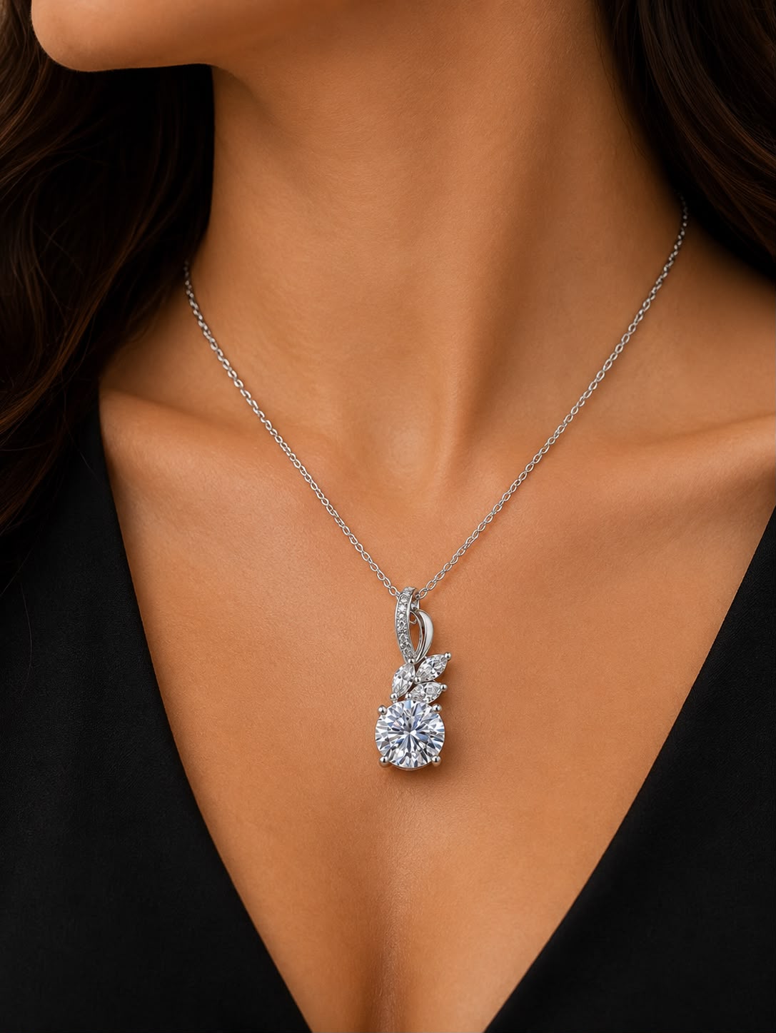 Elegant Floral Solitaire Pendant