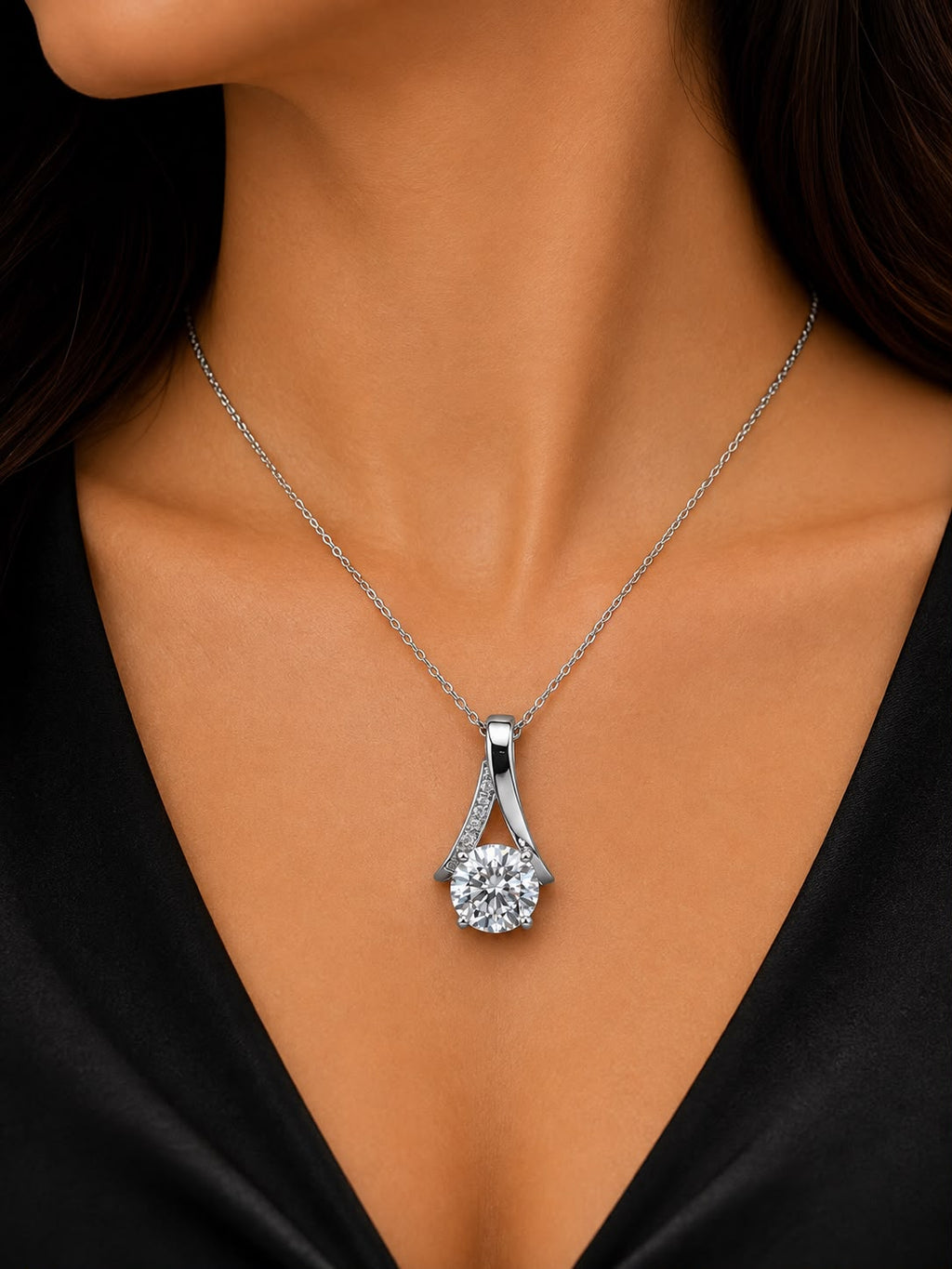 Elegant Solitaire Drop Pendant