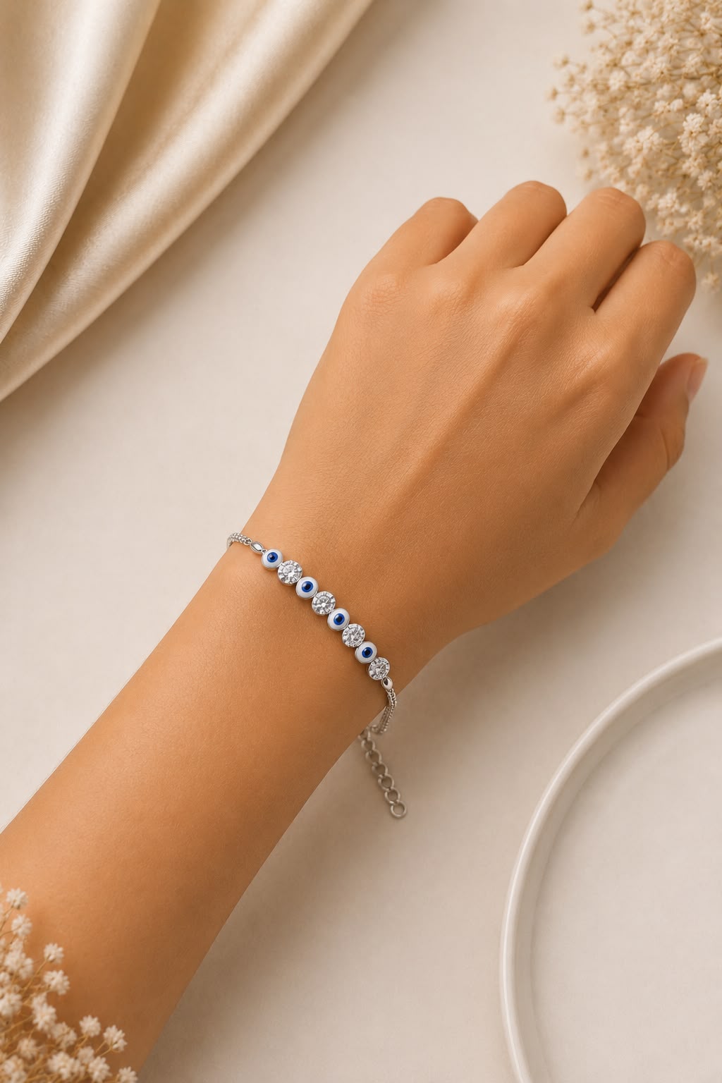 Elegant Blue Evil Eye Bracelet