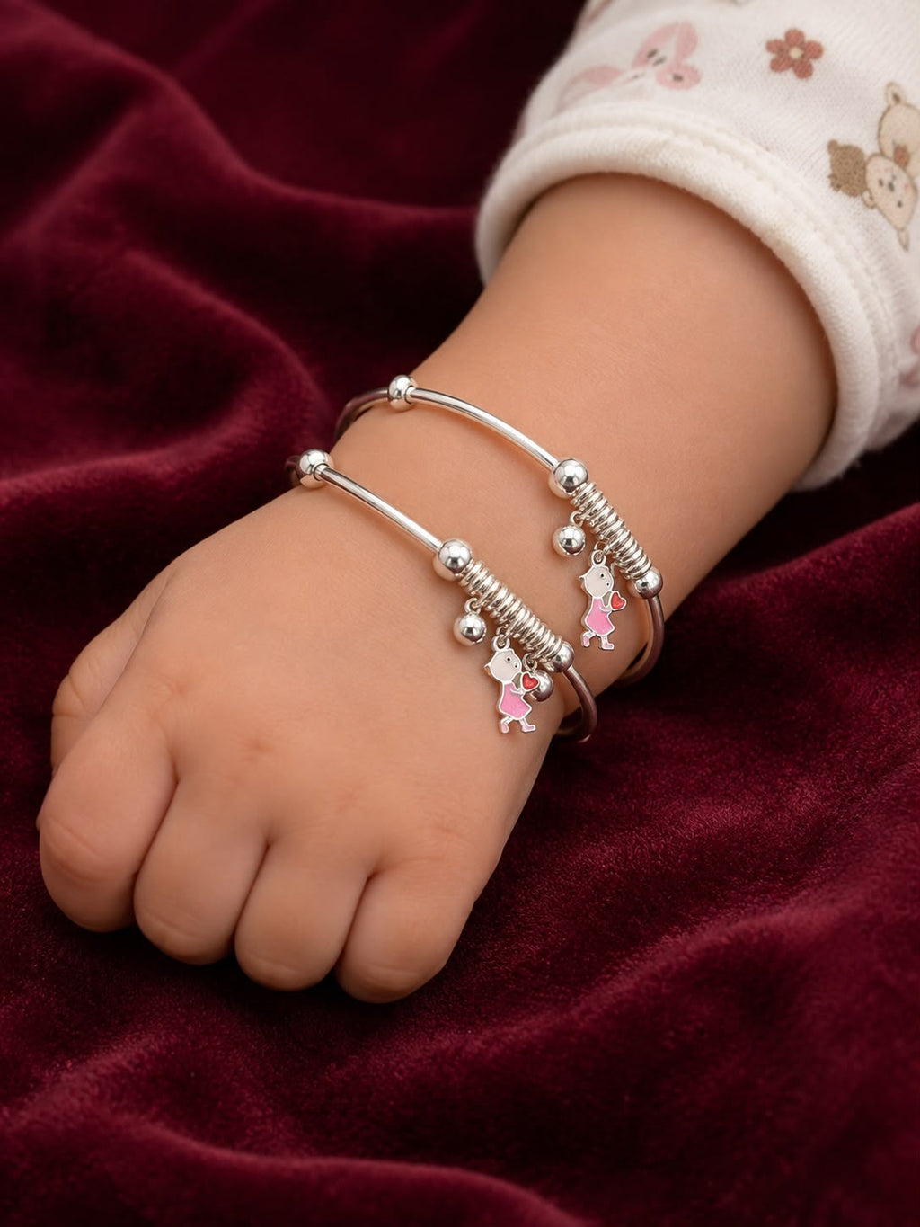 beautiful silver baby kada set